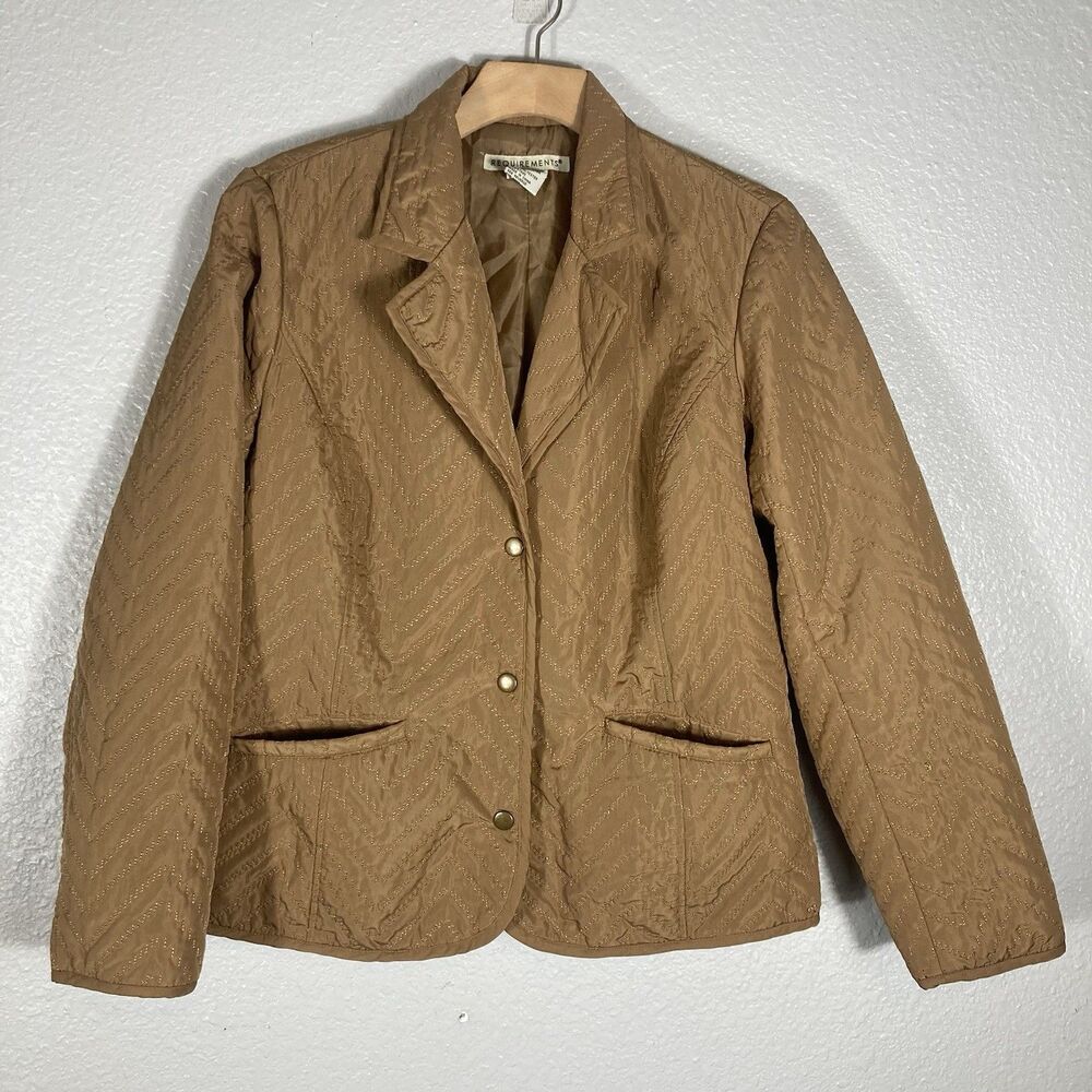 Requirements Thin Quilted Jacket M Lightweight Coat Golden Brown Snap Classic